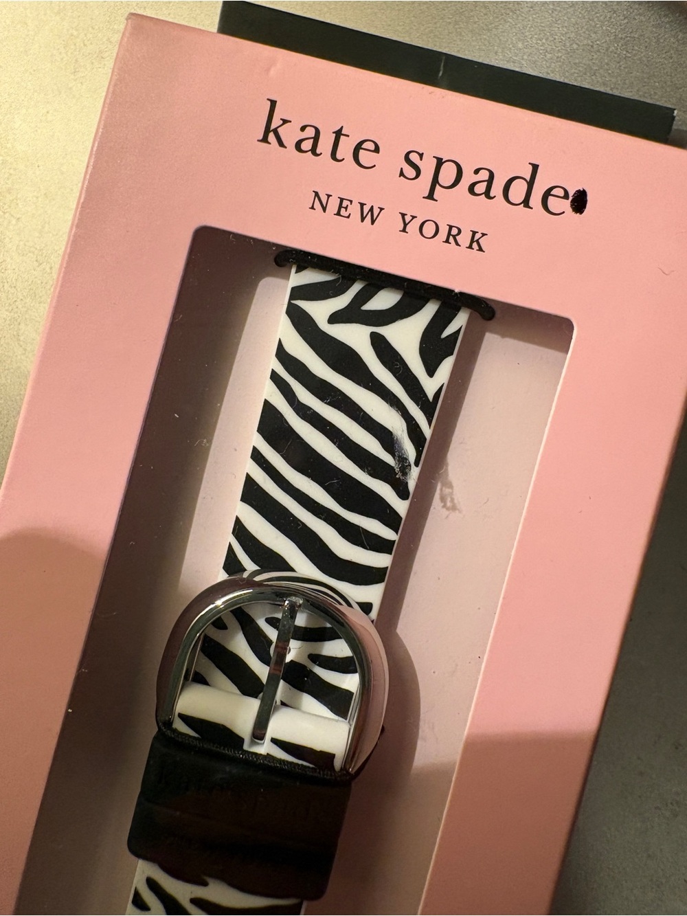 kate spade Black and White Zebra Silicone 20mm Watch Band - Picture 2 of 5